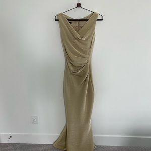 Talbot Runhof gold Off-The-Shoulder Gown